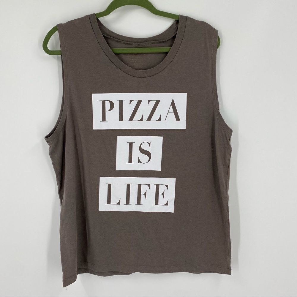 Fifth Sun Men’s Crew Neck Sleeveless Muscle Tee size 2XL ‘Pizza is Life’ printed
